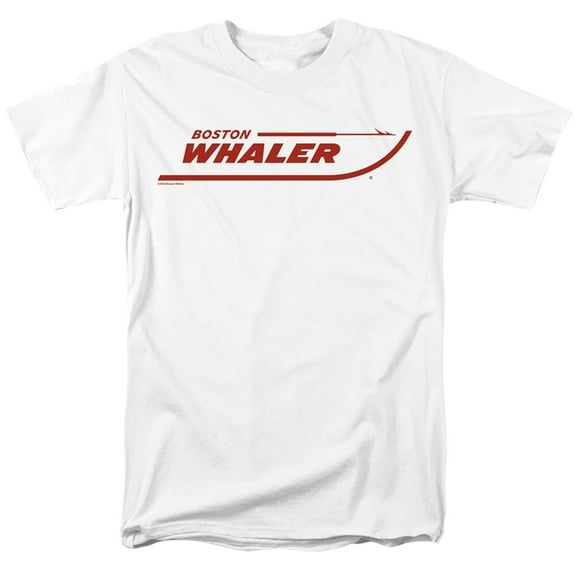 Boston Whaler Red Logo Unisex Adult T Shirt, White, Large