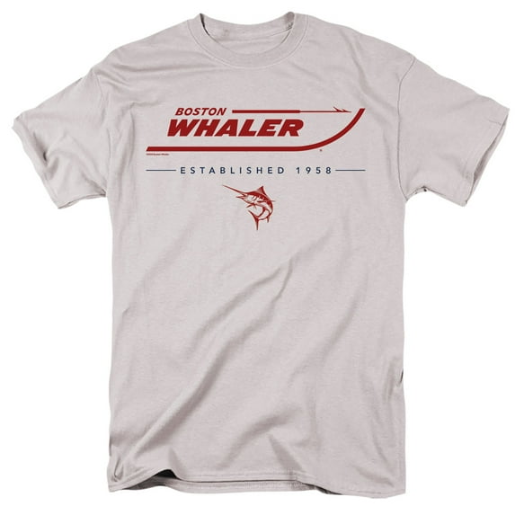 Boston Whaler Red White Blue Unisex Adult T Shirt, Silver, 2X-Large