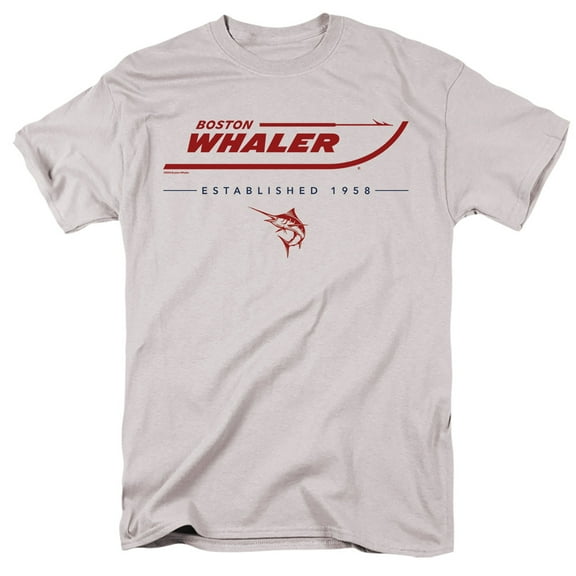 Boston Whaler Red White Blue Unisex Adult T Shirt, Silver, Small