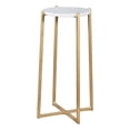 thumbnail image 1 of Boston White and Gold Round Genuine Marble Top Accent End Table, 1 of 6