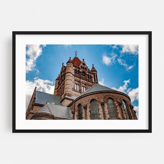 Boston's Beautiful Trinity Church - Boston Massachusetts Photography Architecture Cathedral Church Gothic Cityscape Travel Poster Skyline Black Framed Wall Art Print 24 x 36 inches