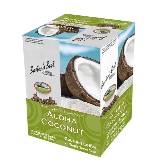 Boston's Best Coffee Roasters Aloha Coconut. Medium Roast, Coffee Pods, 24 Ct