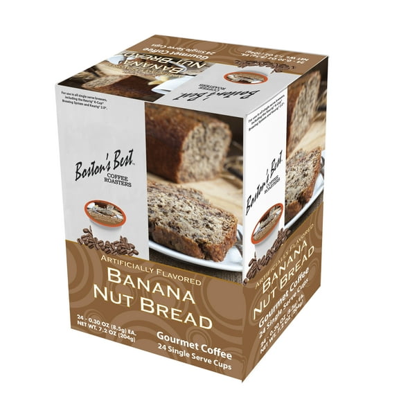 Boston's Best Coffee Roasters Banana Nut Bread, Medium Roast, Coffee Pods, 24 Ct