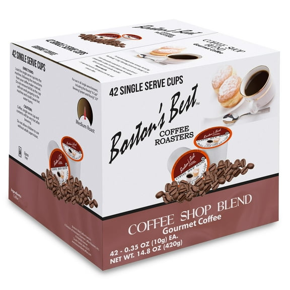 Bostons Best Gourmet Coffee  Coffee Shop Blend  Medium Roast Coffee  Single Serve Coffee Pods, Compatible with Keurig Brewers  42 Pods