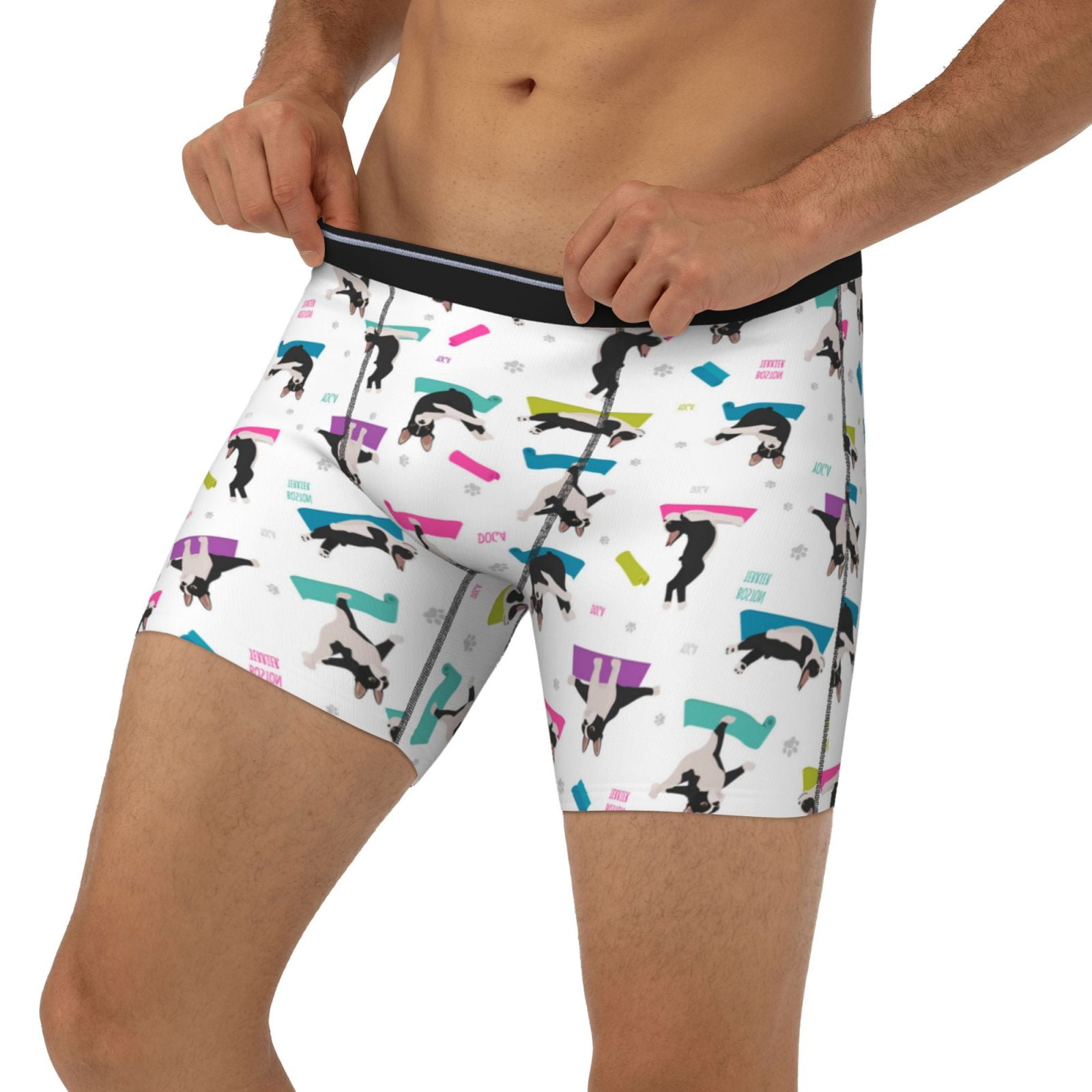 Boston terrier Yoga dogs funny Mens Boxer Briefs, Soft Comfort