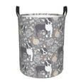 Boston terrier flowers grey cute Laundry Basket Hamper, Waterproof