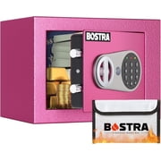 Bostra Digital Security Safe with Sensor Light & Fireproof Bag, 0.23 Cu. Ft., Pink