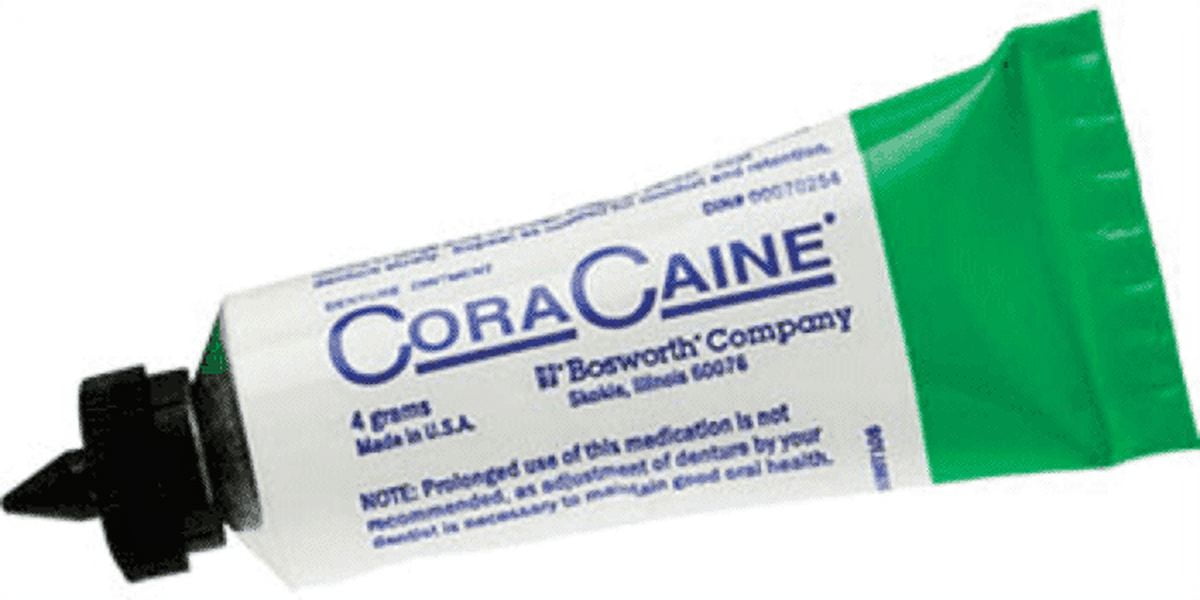 Bosworth Cora-Caine Denture Analgesic Adhesive Ointment Pack of 7 x 0.14oz Tubes