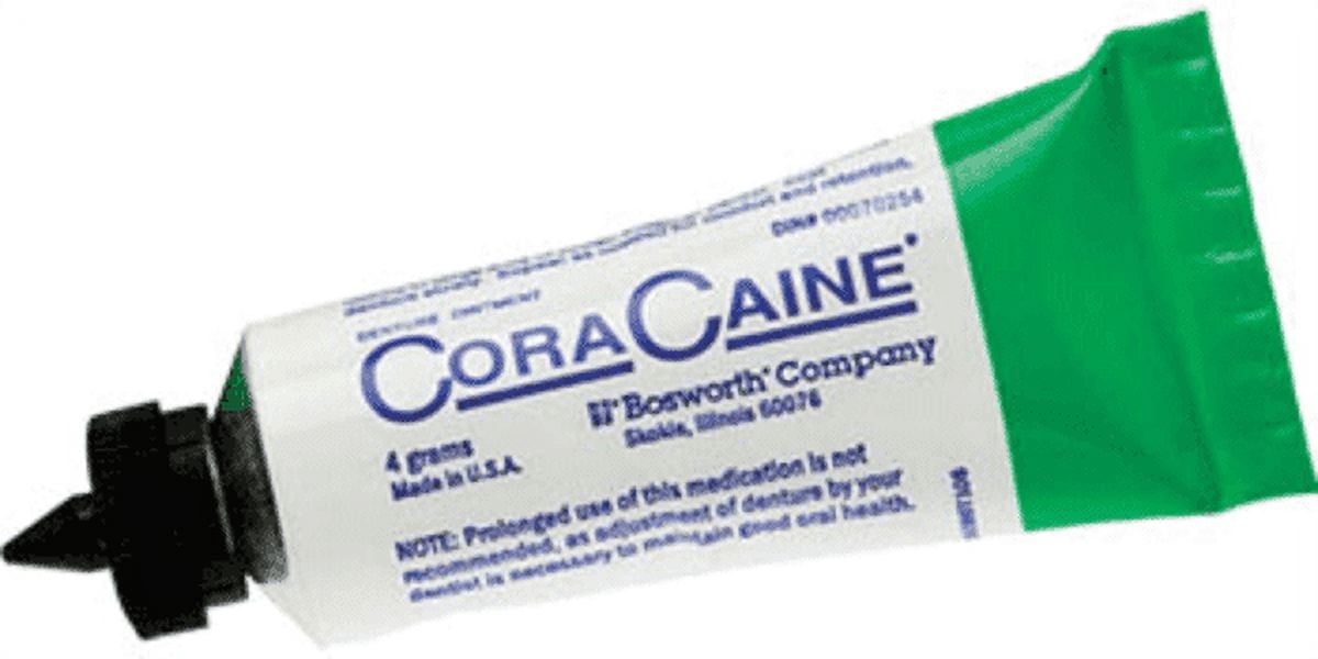 Bosworth Cora-Caine Denture Analgesic Adhesive Ointment Pack of 7 x 0.14oz Tubes
