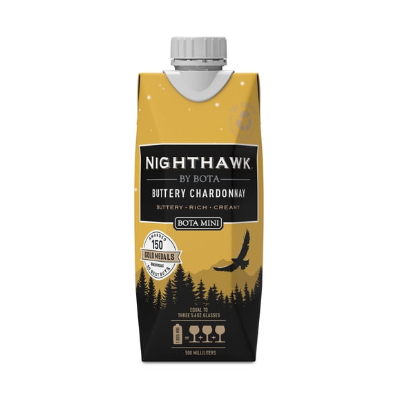 Nighthawk Mini by Bota Box Buttery Chardonnay White Wine, 500mL, 14.5% ABV