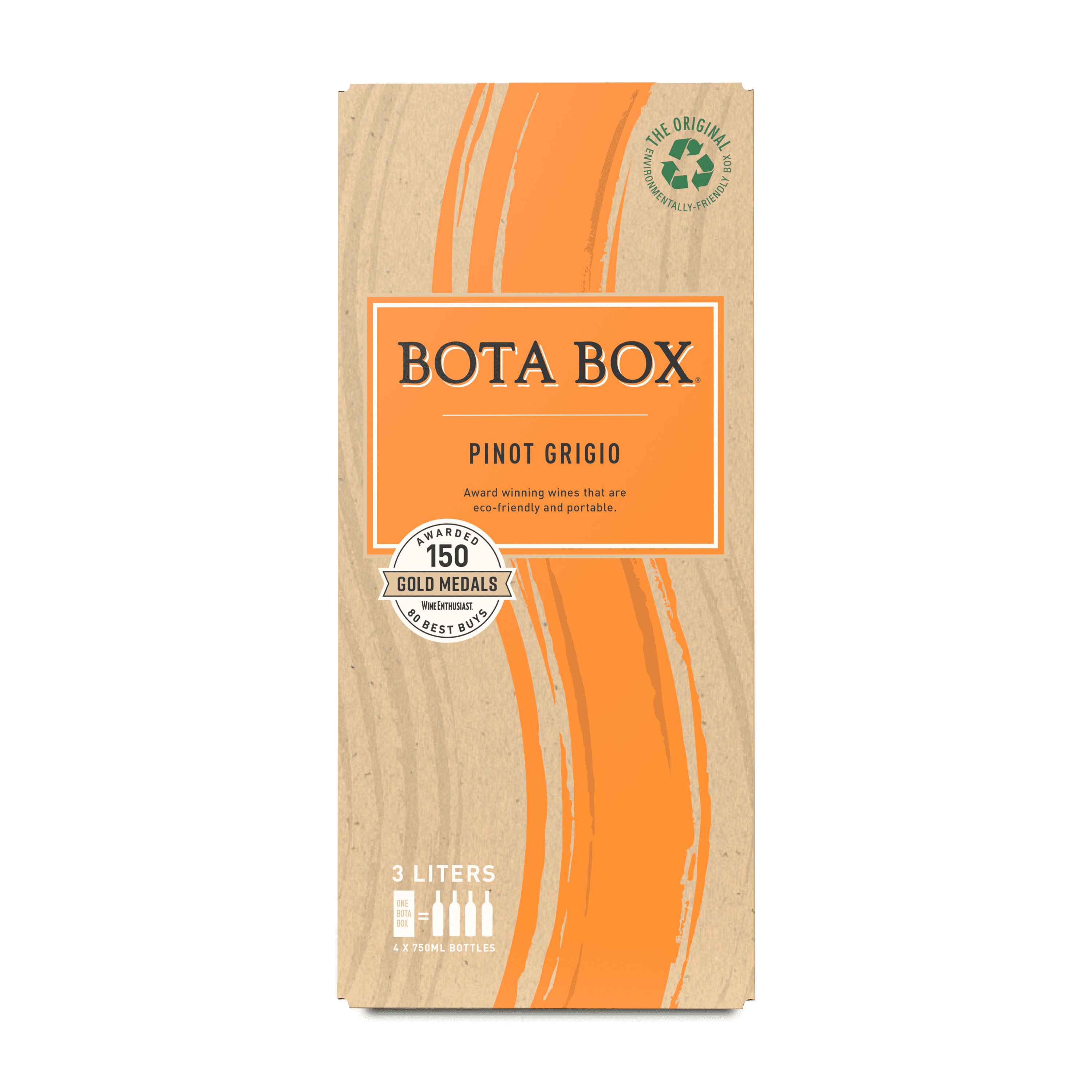 Bota Box Pinot Grigio White Wine, 3L (Equals 4 x 750mL Glass Bottles), 12% ABV