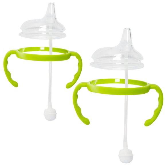 Botabee Green Soft Spout Sippy Cup Kit for Comotomo Baby Bottles | Fits 5oz and 8oz Bottles | Weighted Straw, Handles, and Nipple (2 Pack)