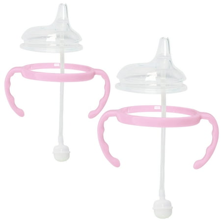 Botabee Pink Soft Spout Sippy Cup Kit for Comotomo Bottles | Converts 5oz & 8oz Bottles | Weighted Straw & Handles | 2 Pack