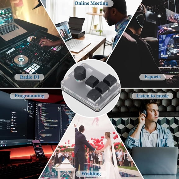 BotaniNest 4 Key 1 Knob Keyboard RGB LED Programming Keypad Mini Mechanical Keyboard With Blue USB C Or BT Connection For Games Media With Industrial Control