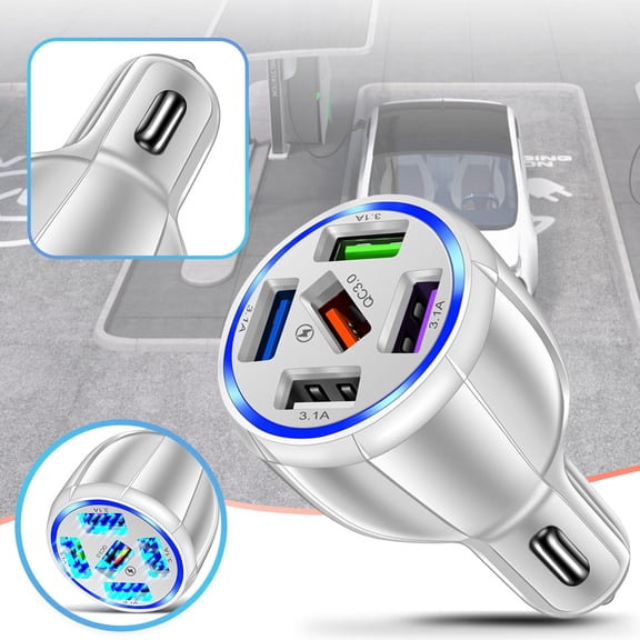 BotaniNest 5usb Fast Charging Car Charging Round Intelligent 5-port Mobile Phone Charger QC3.0 Fast Charging Car Charging Head