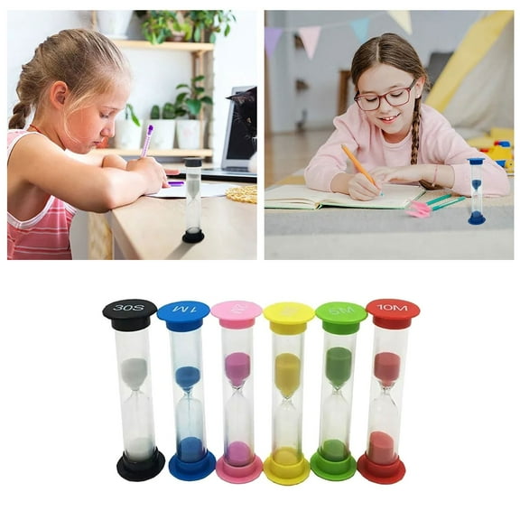 BotaniNest 6Pcs Sand Timer Colorful Sandglass Sand Clock Timer For Kid Time Management Tabata And High Intensity Interval Training 30sec 1min 2mins 3mins 5mins 10mins