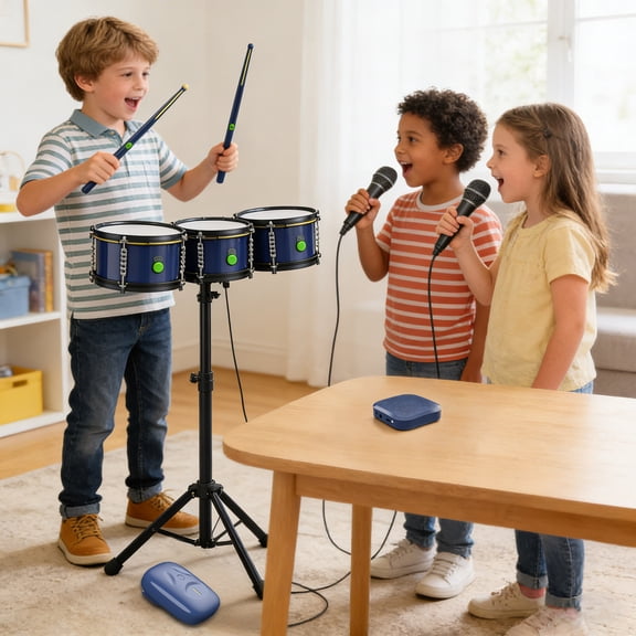 BotaniNest Air Drum Sticks Virtual Electronic Drum Drumsticks Air Drum With Drumsticks Pedals And 8 Sounds Tabletop Drum Machine For Beginners