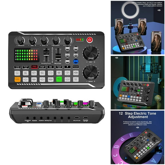 BotaniNest Audio Mixer Voice Changer Sound Board Live Sound Card Noise Reduction Voice Changer Sound Mixer Podcast For Streaming Podcasting Gaming