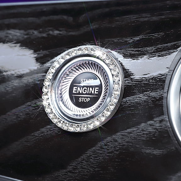 BotaniNest Bling Push To Start Button Cover Ring Interior Diamond Rhinestone Car Bling Ring Emblem Sticker Girly Bling Car Accessories For Women Engine