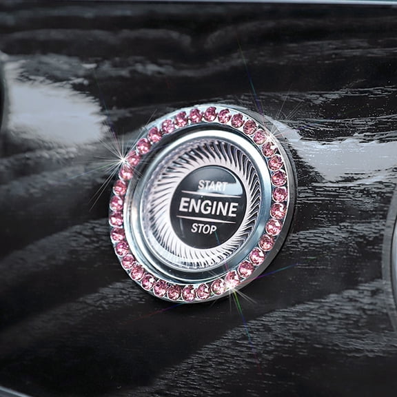 BotaniNest Bling Push To Start Button Cover Ring Interior Diamond Rhinestone Car Bling Ring Emblem Sticker Girly Bling Car Accessories For Women Engine