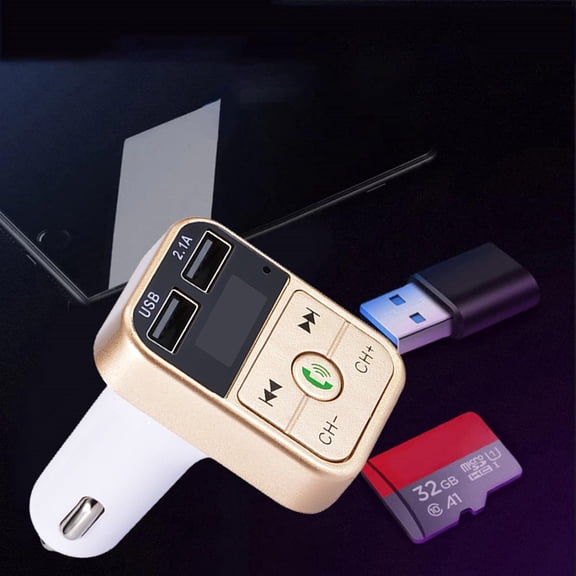 BotaniNest Bt FM Transmitter Handsfree For Car And Truck Bt Music Player V5.0 + EDR FM Receiver Radio Adapter Double USB Port 2.1A Fast Charging. 2102 One Size