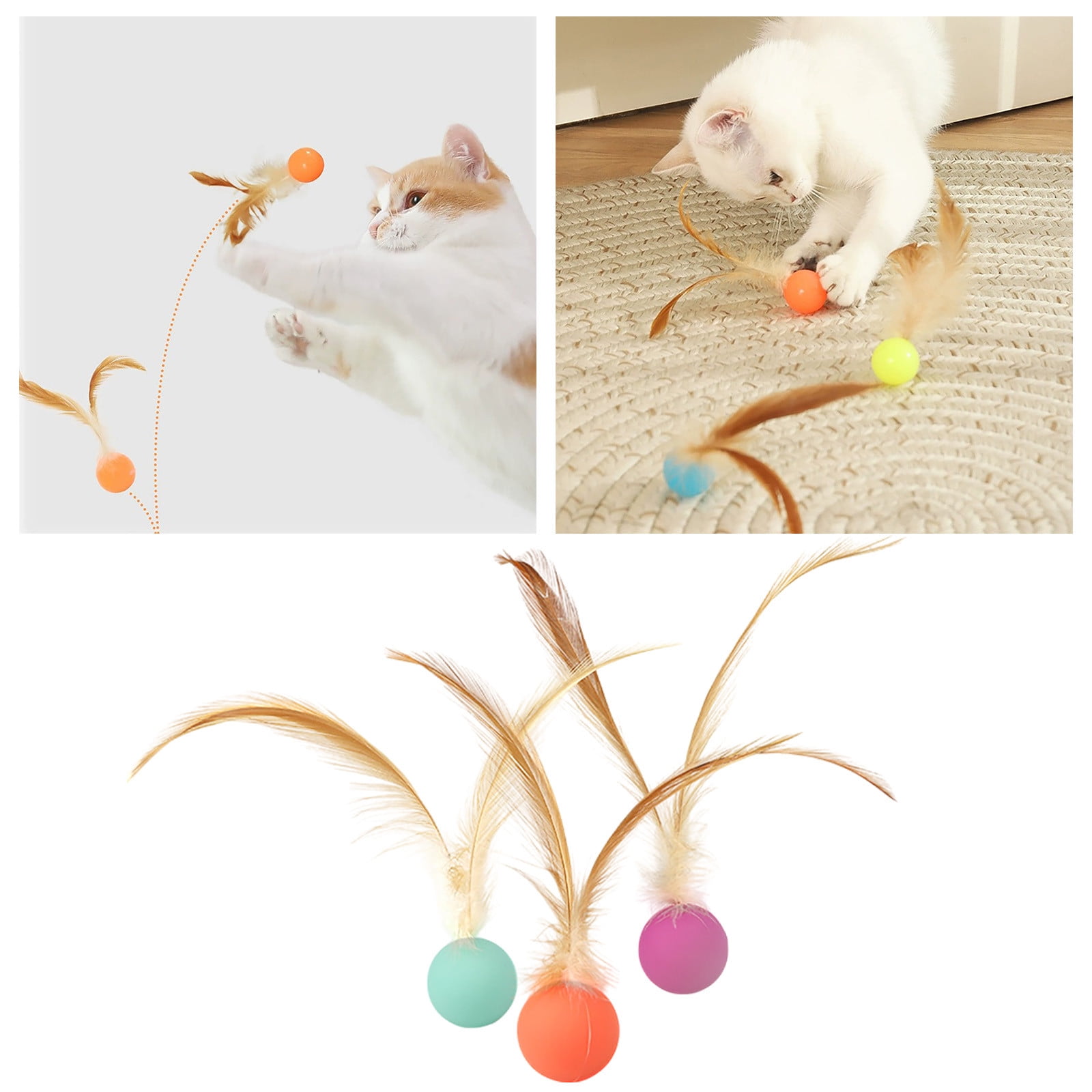 Visual Reference: Botaninest Cat Interactive Bouncy Feather Feather Cat Toys Indoor