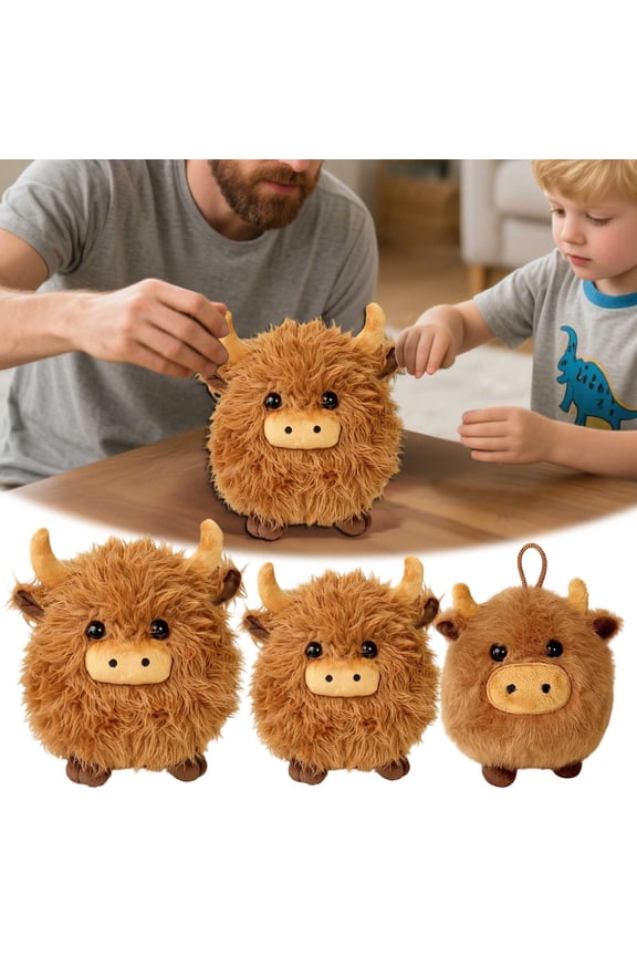 Cute Cow 2 Sizes Scottish Cow Stuffed Animal With Keychain Option Soft Cuddly Bull Plushie For Kids & Adults As Home
