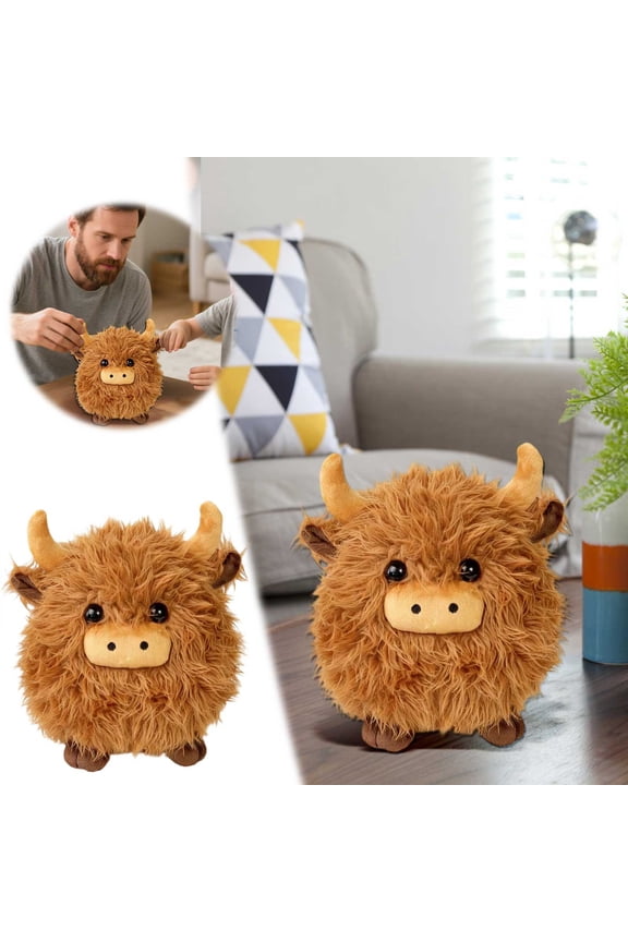 Cute Cow 2 Sizes Scottish Cow Stuffed Animal With Keychain Option Soft Cuddly Bull Plushie For Kids & Adults As Home