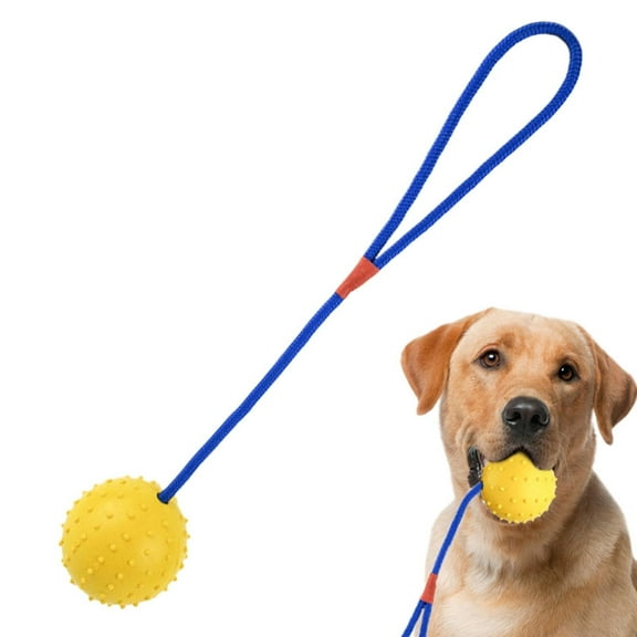 BotaniNest Dog On A Rope Dog Toy Interactive Cat Toy Rolling Adjustable Sports Rolling Toy Pet Interactive Dog With Rope Training Squeaky Tug Chew Toy