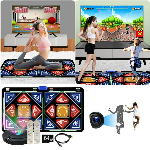 BotaniNest Double Dance Mat Flannel Dance Mat For TV And Computer With Camera User Play Mat With Wireless Controller Non Dance Pad For Kids Adults Girls Boys