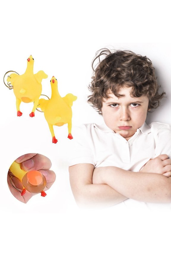Funny Animal pendant Keychain Children Chicken Egg Laying Hens Crowded Stress Cute Keychain C436