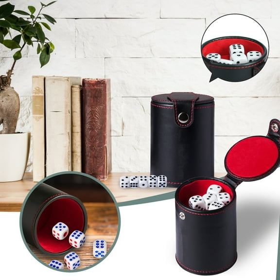 BotaniNest Funny Dice Game Props Dice Cup Set With 5 Dices Leatherette Dice Cup With Lid For Playing Games Ktv Party Favors