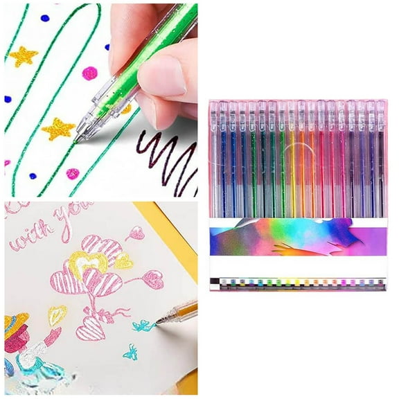 BotaniNest Glitter Gel Pen Set Multicolour Gel Pens For Coloring 1.0mm Metallic Colorful Pen Glitter Markers Glitters Gel Pens For Colorings Book Drawing And Doodling 18ml