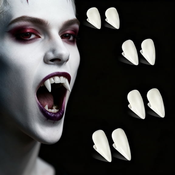 BotaniNest Halloween Decorations ErkangNest – 4 Sizes (13–19mm) With Thermal Fitting Beads & Tweezers Realistic Reusable Halloween Teeth For Cosplay & Costume Party