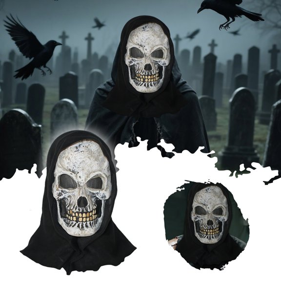BotaniNest Halloween Decorations Face Scary Halloween Costume Accessory Creepy Skeleton Head Cover Party Prop For Adults