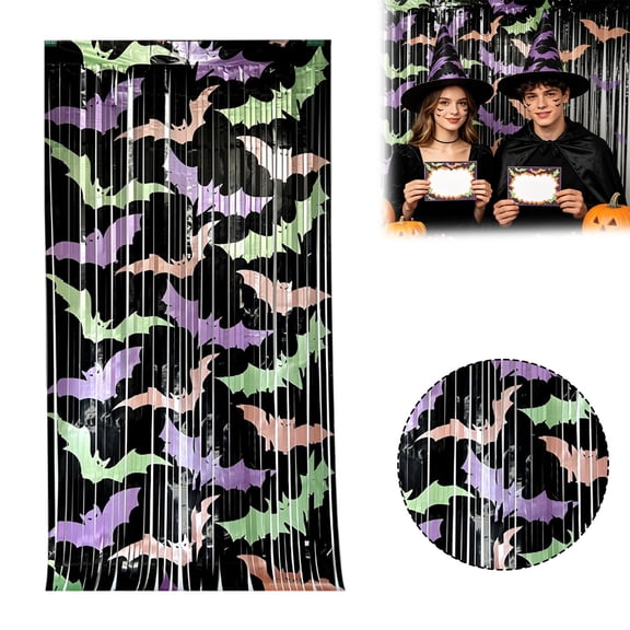 BotaniNest Halloween Decorations Glow In The Dark Bat Curtain Halloween Party Party