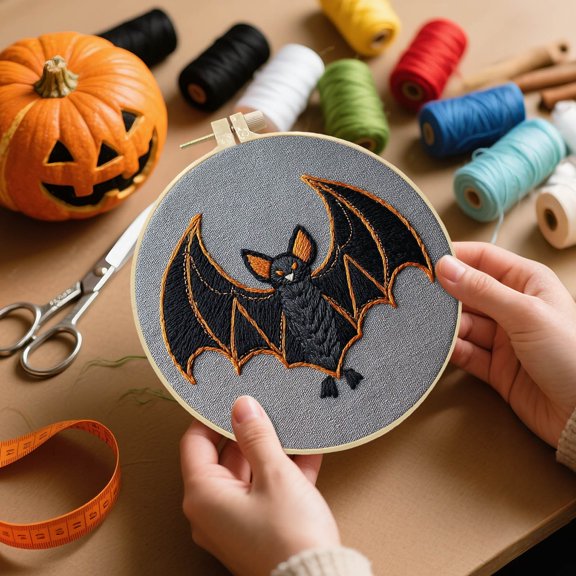 BotaniNest Halloween Decorations Halloween DIY Knitting Kit For Adults Beginners Gothic Style Handmade Embroidery Craft Set Needlepoint Supplies With Yarn And Tools