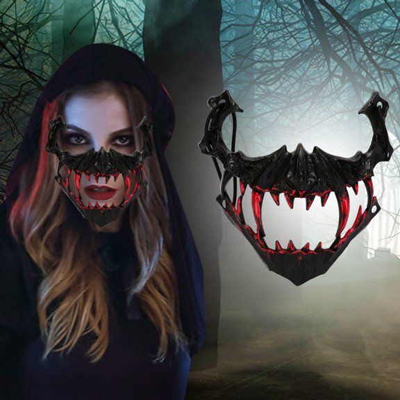 BotaniNest Halloween Decorations Halloween Dance Performance Two Half Face Bleeding Tiger Yasha Tengu Human Wolf