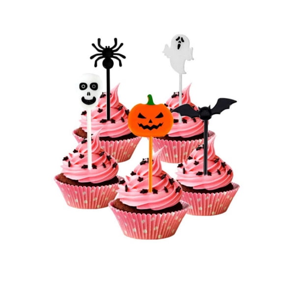 BotaniNest Halloween Decorations Halloween Plugin Halloween Picks Useful Cake Inserts Party Cupcake Toppers Party Cake Inserts Halloween Pumpkin Cupcake Picks Toothpicks For Food Cake Props Plastic