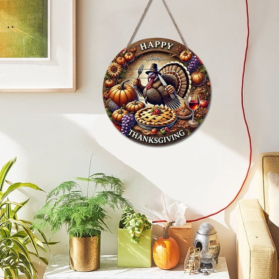 BotaniNest Halloween Decorations Happy Thanksgiving 2D Metal Sign: Festive Fire Turkey And Pumpkin Autumn Decoration Suitable For Home Kitchen Garden Patio Versatile Indoor/Outdoor