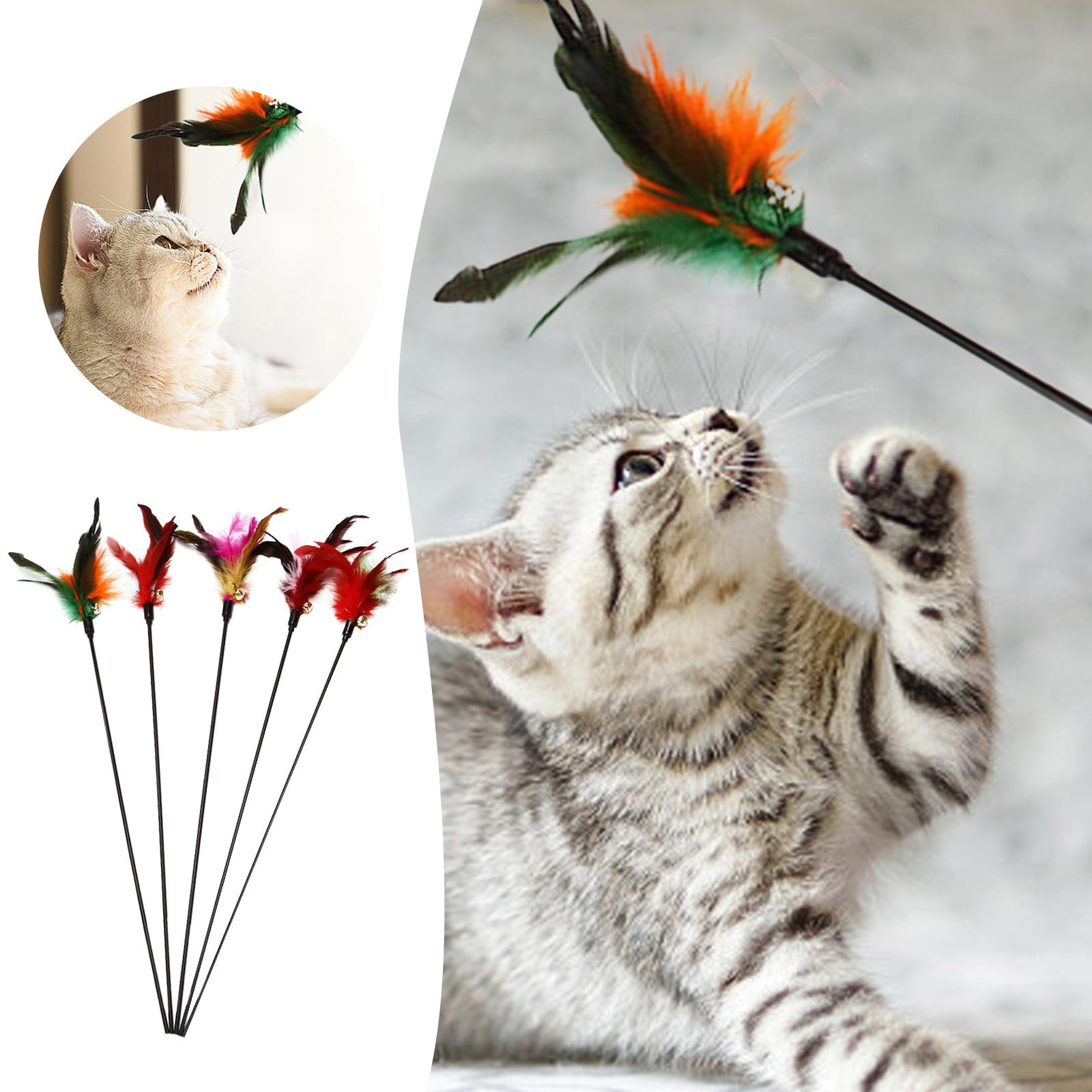 BotaniNest Hand Held Cat Tease Stick Cat Toy Cat Tease Stick Hand Held ...