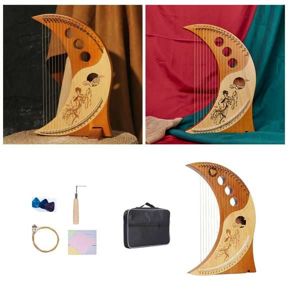 BotaniNest Harp,Lyre Harp,19 String 16 Note ,Traditional Classic Stringed Instruments,Humanized Moon Harp,Comes With A Tuner Spare Strings Instruction Manual,Instruments For Adults And Child