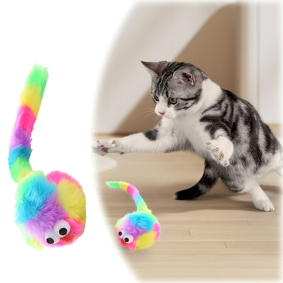 BotaniNest Interactive Multicolor Stripes Soft Feline Prey Cat Toy With Squeaker Durable Chew Proof Plaything For Medium Cats Stimulating Playful Toys With Crinkle Sound Feathers