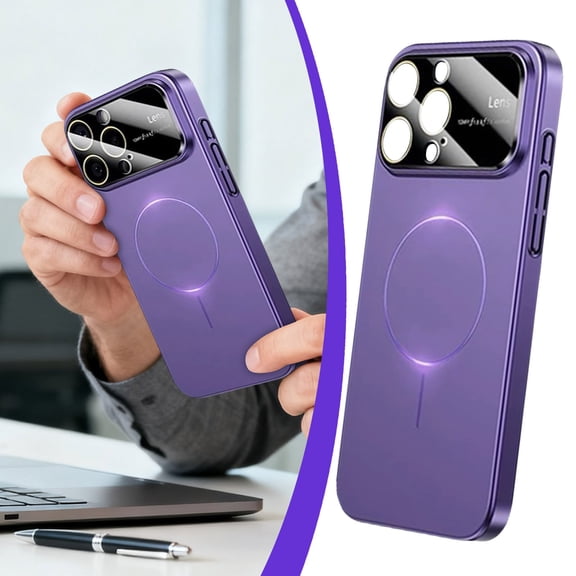 BotaniNest Large Window For Wireless Charge For IPhone 16 15 14 13 12 11 Pro Max Bumper Cover Dark Purple For IPhone