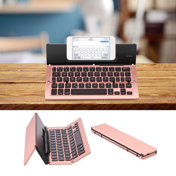 BotaniNest Mini Portable Wireless Bluetooth Keyboard Aluminum Alloy Foldable Rechargeable Keyboard Travel Office Home With Stand