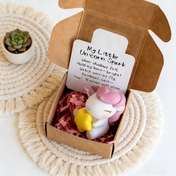 BotaniNest Mini Unicorn, Miniature Unicorn Figurines, With Encouragement Card Desk And Birthday Party Incentives, Pink