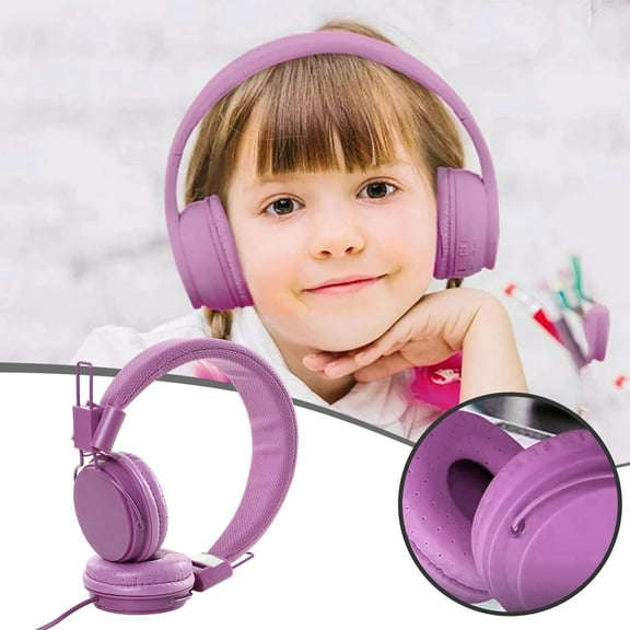 BotaniNest Noise Cancelling Headphones Headset Foldable Kids Over Ear Wired Earphone Compatible With Cellphones Computer MP3 Player Purple