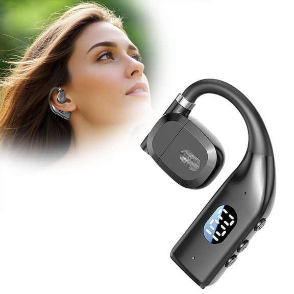 BotaniNest Open Back Business Headset Wireless Earhook With Microphone For Calls Noise Cancelling Hands Headset LED Display Type C Fast Charging
