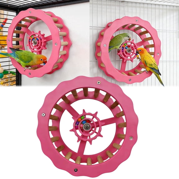 BotaniNest Parrot Exercise Wheel And Steering Interactive Bird Activity Center With Chewable Wooden For Conures Budgies 1pc