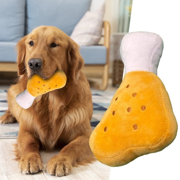 BotaniNest Plush Double Bone Chicken Leg Tooth Grinding Soundmaking Toy Pet Supplies